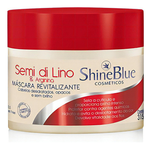 Máscara Semi Di Lino Arginina Revitalizante Shine Blue 315g