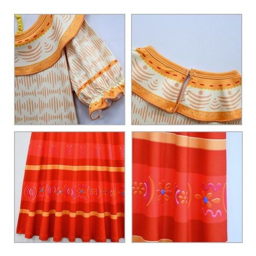 Imagem 10 de 10 de Fantasia Infantil Vestido Encanto Dolores Ou Pepa Com Bolsa