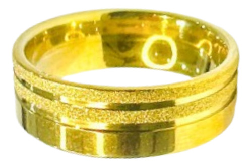 Anel Ouro 18k 6mm Riscos Noivos Brilho Fosco Linha Promocao