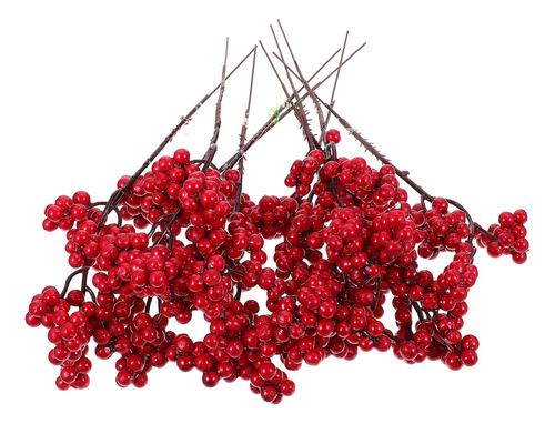 Jarrón De Bayas Artificiales Con Ramas Decorativas Rojas, 10