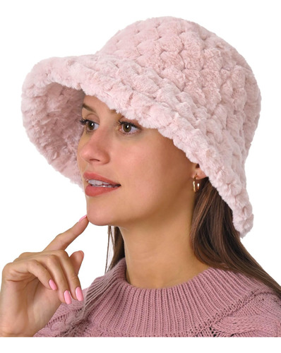 Gorro De Pescador Para Mujer, Cálido, De Invierno, De Felpa C Rosado 7-7 1/4