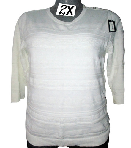 Blusa Blanca Tela Tipo Swater Talla 2x (38/40) Karen Scott