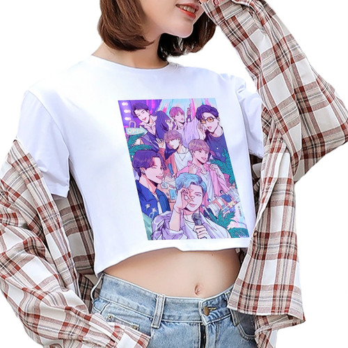 Playera Bts Ropa Bt21 Kpop Crop Top Mujer Niña Cosplay