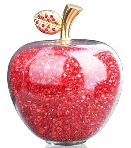 Manzana De Cristal Decorativa  9.5x7.8cm /rojo