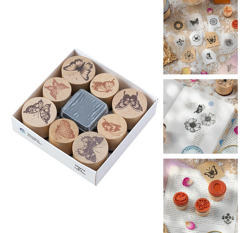 2 Wooden Stamps Set Creative For Diary Planner Stationery