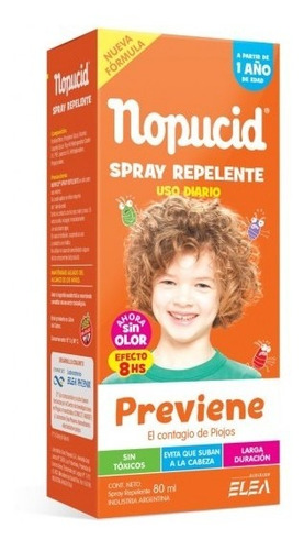 Imagen 2 de 2 de Nopucid Repelente Previene Piojos Por 12hs Citronella Spray