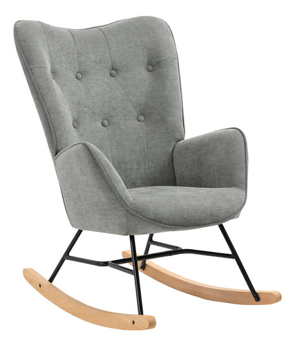 Mecedora Moderna Sillón Silla Comedor Tapizado Tela Color de la estructura de la silla Beige Color del asiento Gris oscuro