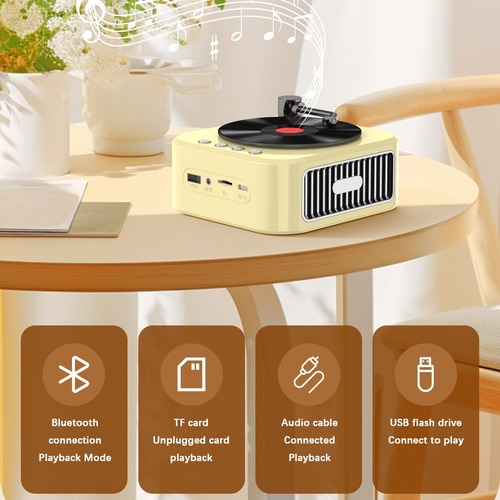 X Altavoz Bluetooth Retro Con Disco De Vinilo De Alta