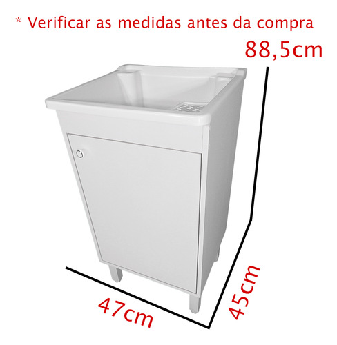 Tanque De Lavar Roupa Pequeno 26l Gabinete Mdf 46cm Montado