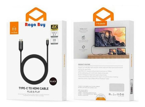 Cable Usb C A Hdmi 2m Uso Rudo Conecta Tu Celular A La Tv