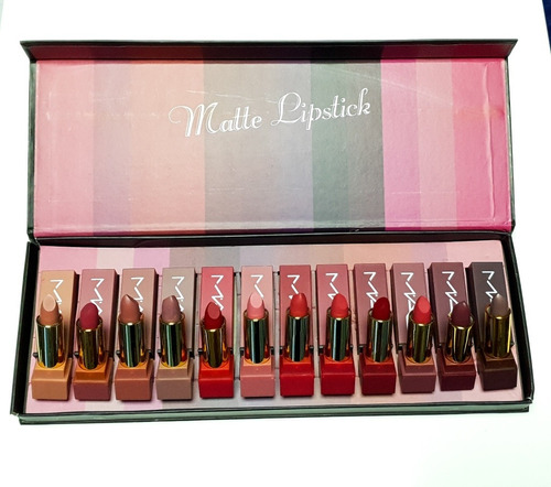 Labiales Mate Retro Set 12 Piezas Labial En Barra 