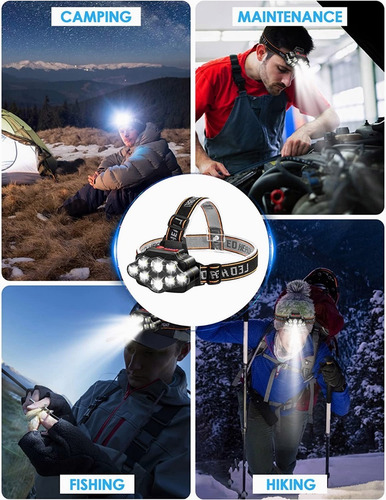 Lampara Cabeza Recargable 13000lúmenes Linterna Frontal Led