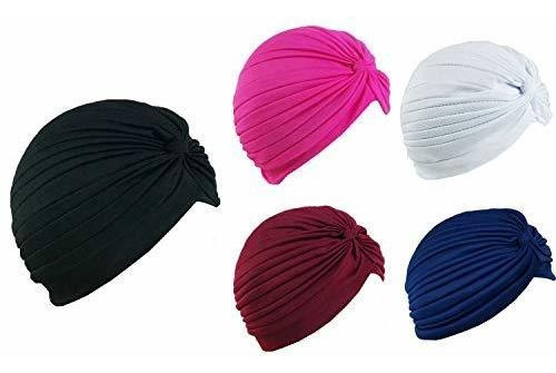 5 Mujeres Elastico Turbante Quimio Cap Bennie Head Wrap Hea