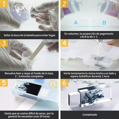Hyiear Kit De Resina Epoxi Transparente De 1kg, Relación 1:1