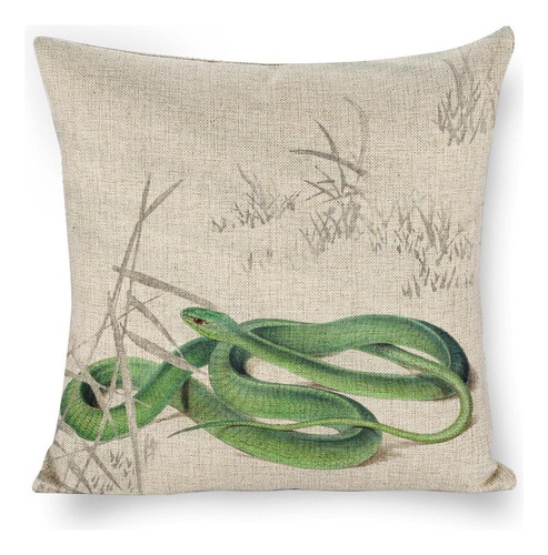 Serpiente Verde En La Hierba Thow Pillow Covers Protectores