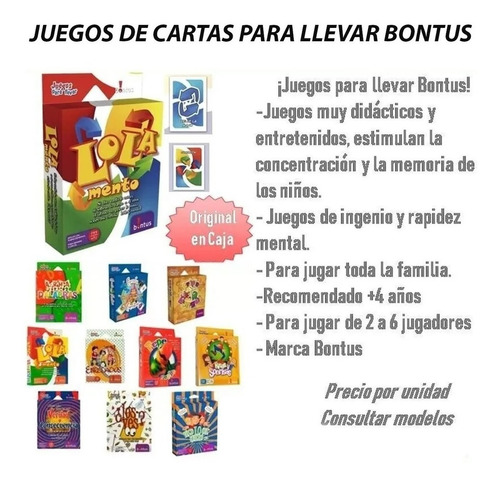 Imagen 2 de 10 de Juegos Para Llevar Bontus Cartas Viaje Juego De Mesa En Caja