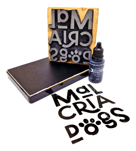 Promo! Sello 10x10 Cms + Almohadilla + Tinta 30cc Indeleble Tinta Plateado Exterior Marrón claro