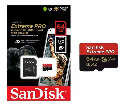 Imagen 4 de 4 de Micro Sd Sandisk Extreme Pro 64gb 4k - A2 Para Go Pro/drone