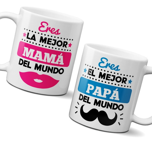 Tazas Dúo 11 Onzas Mejor Mamá / Mejor Papá Ideal Para Padres