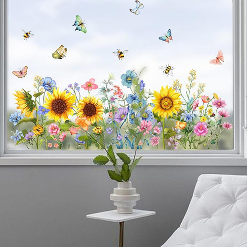 Ventana De Flores De Jardín Aguas Ventanas Pegatinas