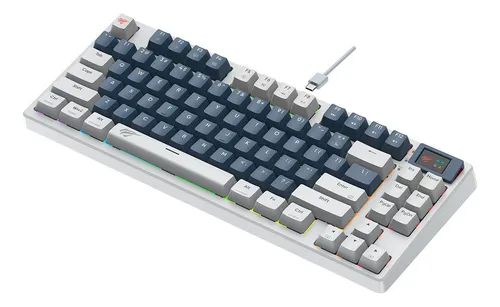 Teclado Mecánico Havit Kb884l Blanco Rgb, Con Pantalla Pro +