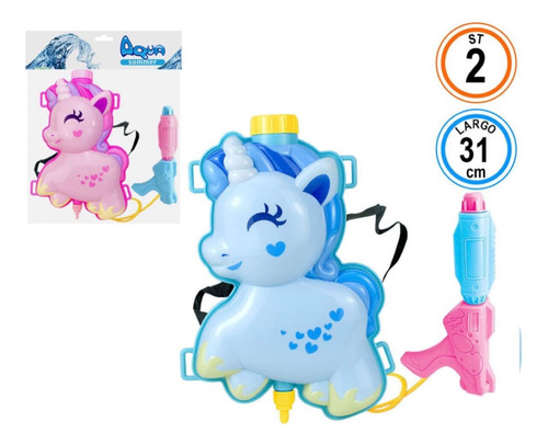 Juguete Mochila Unicornio Lanza Agua Piscina Pistola De Agua