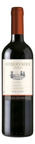 Vinho Chileno Reservado Cabeza De Piedra Carmenere 750 Ml