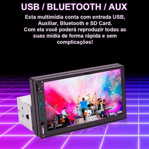 Central Multimídia Encaixe 1 Din Espelhamento Android E Ios