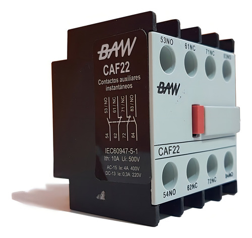 Contacto Auxiliar 10a 500v 2 Na + 2 Nc Baw