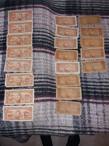 Lote 21 Billetes Uruguay 1939 1 Peso