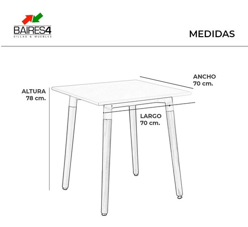 Imagen 7 de 8 de Mesa Eames 70x70 Cuadrada Comedor Bar Madera Nórdica Baires4