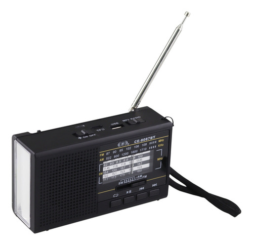 Radio Portátil Am Fm Con Bocina Altavoz Recargable Usb Color Negro