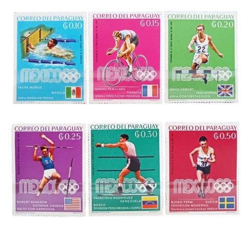 Paraguay Deportes, Serie Sc 1135-1140 Jjoo 1968 Mint L16958