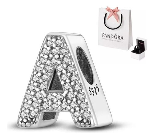 Charm Pandora Original Letra A Brillantes Plata S925