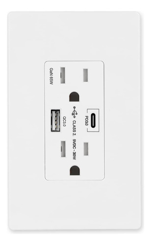 Amerisense Gan - Toma De Pared Usb De 3 Puertos De 65 W, 6 A