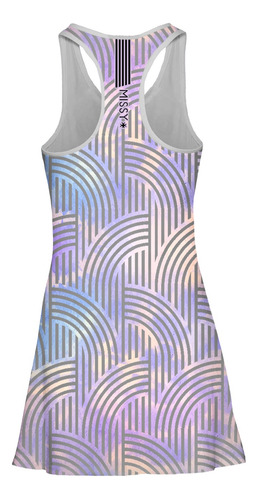 Imagem 6 de 6 de Vestido Beach Tennis C/ Shorts Lilás Listras Beachwear