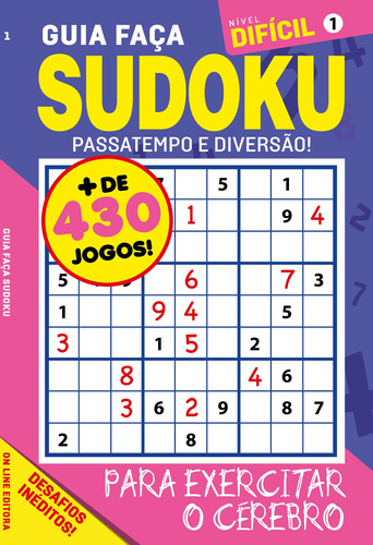 Guia faça - Sudoku - Nível difícil 1, de On Line a. Editora IBC - Instituto Brasileiro de Cultura Ltda, capa mole em português, 2018