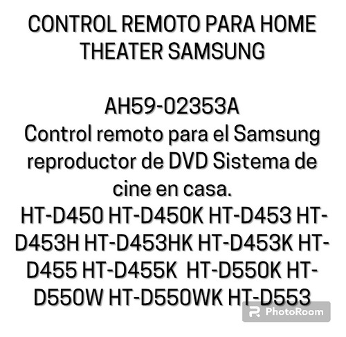 Control Remoto Para Home Theater Samsung