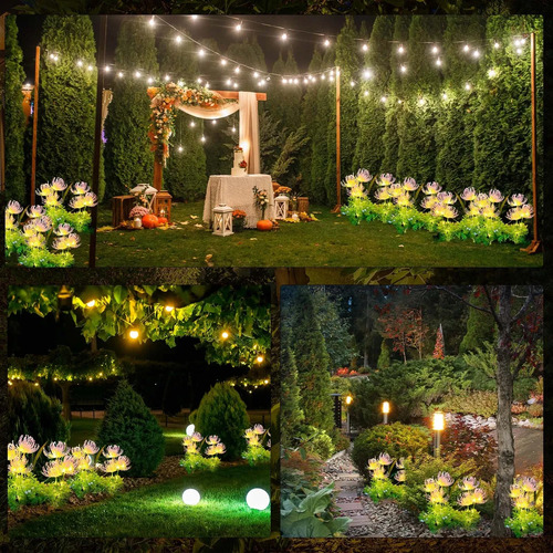 2 Luces Solares De Flores Para Decoración De Jardín De 70 Cm