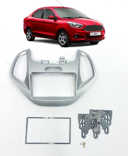 Moldura Do Painel 2 Din Ford Ka+ Plus Sedan 2015/2018 Prata