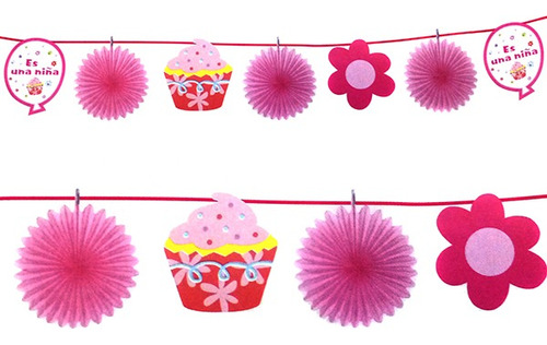 Guirnalda Baby Shower Cupcake Flor Estrella 