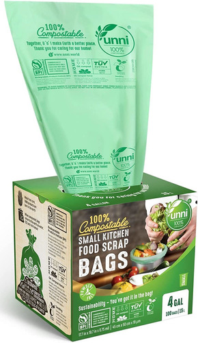 Unni Bolsas 100% Compostables, De 4 Galones, 15 Litros, 1...