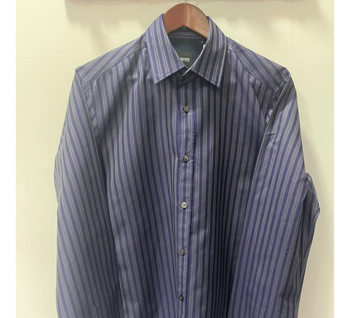 Camisa Hugo Boss Azul A Rayas Talla M 100% Original