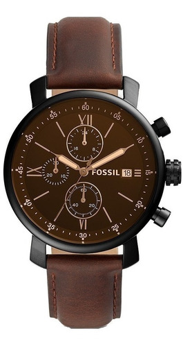 Reloj Fossil Rhett Bq2459 Correa Cuero Marrón Clásico Nuevo