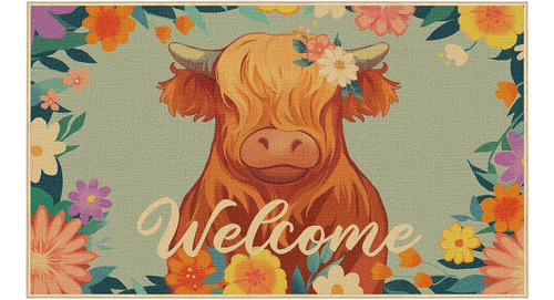 Highland Cattle - Tapete De Bienvenida Con Parte Trasera De