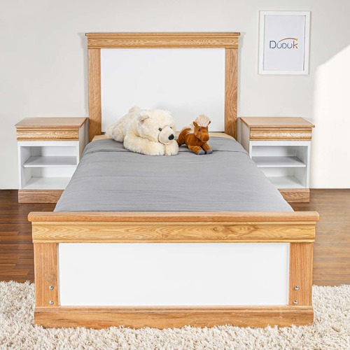 Duduk Set Recamara Juvenil - Cama De Madera Blanca Con Pino