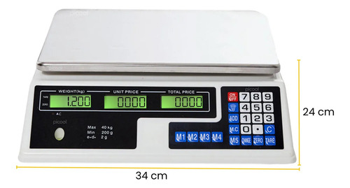Báscula Comercial Digital 40 Kg Recargable Tecla Tara