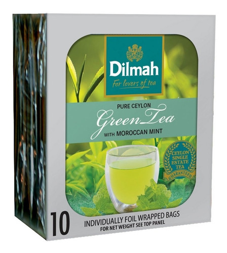 Té Verde Dilmah 10 Saquitos Sabor Moroccan Mint Menta