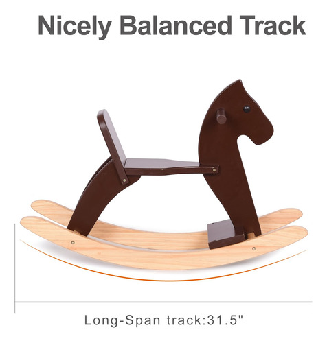 Caballo Mecedor De Madera Con Respaldo Seguro Para Niños