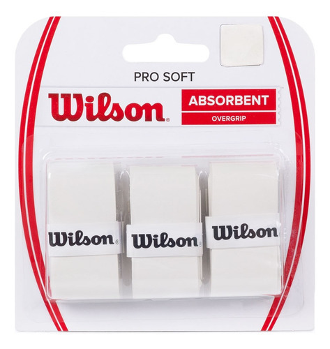 Overgrip Wilson Soft - Pack con 3 unidades de tenis de playa color blanco